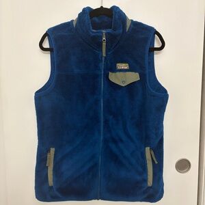 L.L. Bean Navy Fleece Vest with Olive Pocket